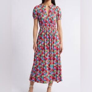 Boden Rosanna Abstract Floral Jersey Midi Tea Dress - NWOT - Size 6R